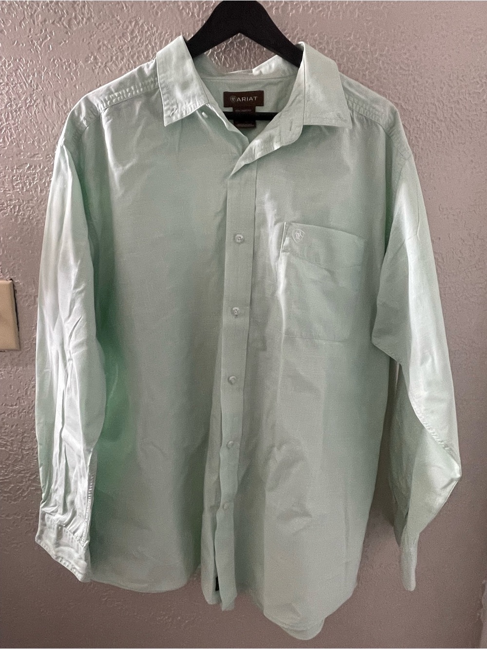 Ariat Men's Mint Green Long-Sleeve Button-Up Cotton Shirt XL